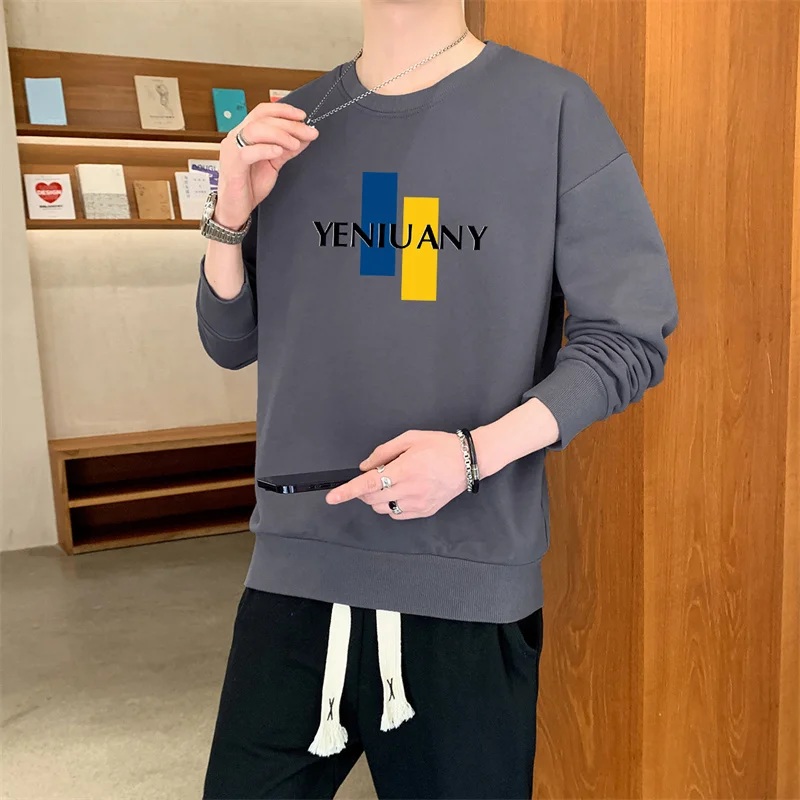 Komplet dla par: luźna bluza z okrągłym dekoltem, męska koszulka bazowa, 2-częściowy zestaw spodni dresowych, spodnie, top, T-shirt, odzież uliczna na wiosnę i jesień.