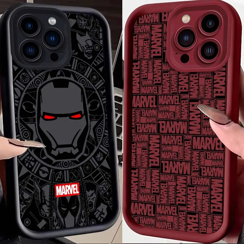 

Marvel Avengers Iron Man Logo For Apple iPhone 16 15 14 13 12 11 XR XS X Pro Max Plus Eye Ladder Phone Case Soft TPU Cover