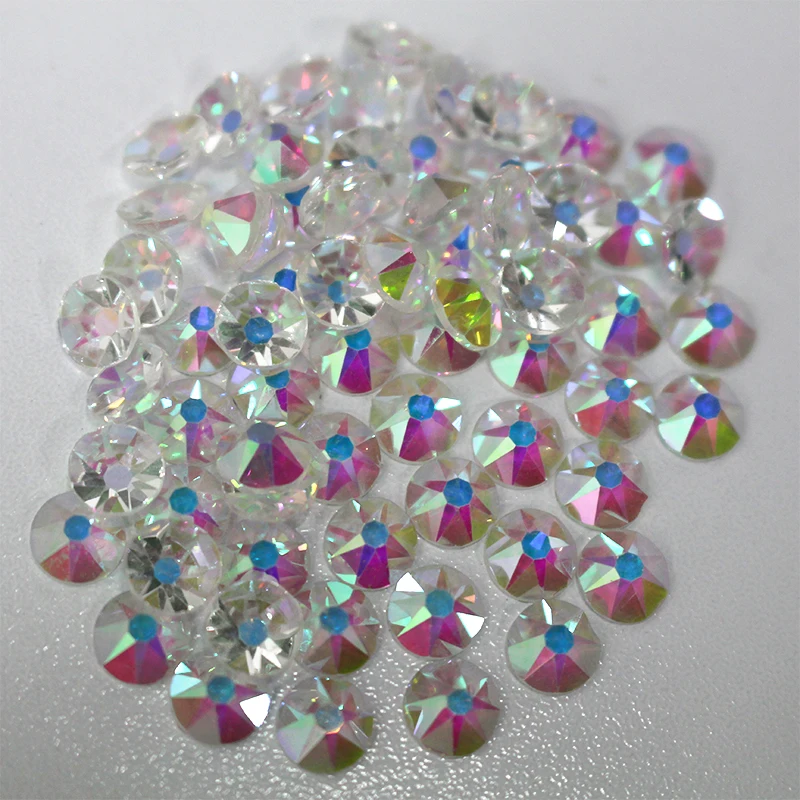 Transparent ab 8 big and 8 Small Cut 5A Top Quality Flat Back Rhinestones Glue on Crystal Nail Art or Wedding Dance costume