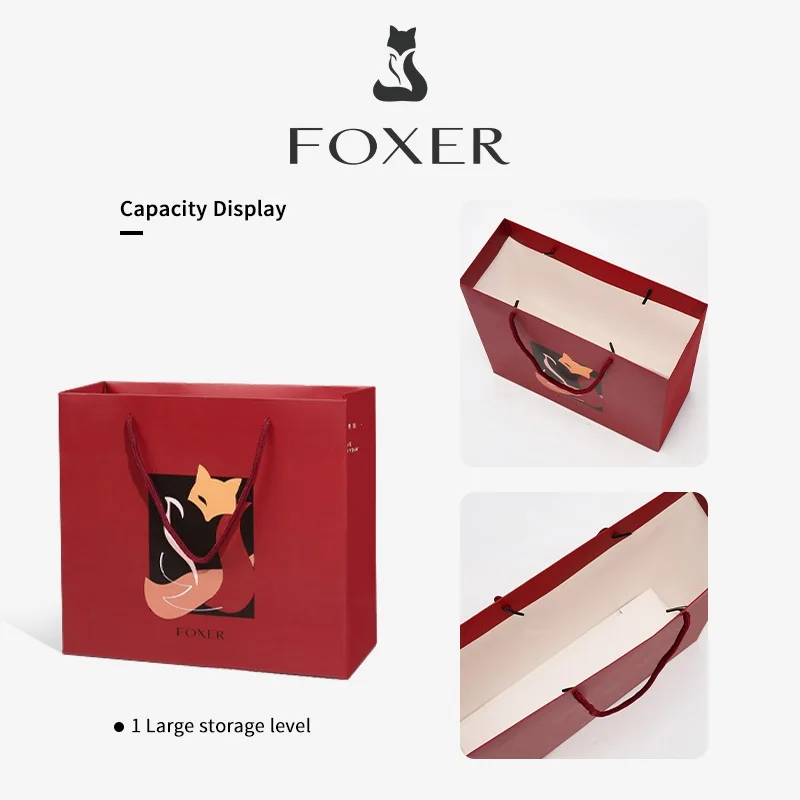 FOXER Brand Red Gift Bag Gift Paper Bag