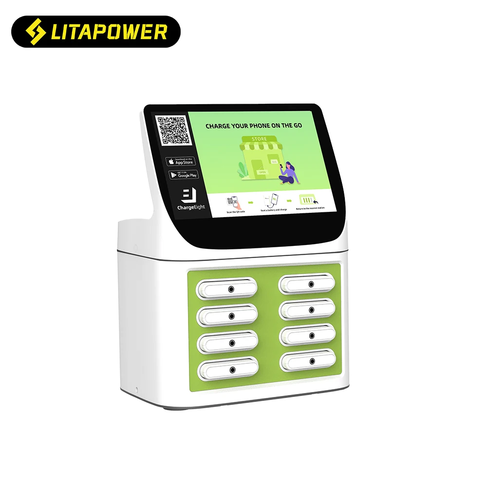 Public Cell Phone Charging Stations Sharing Power Bank 8 Slots Battery Vending Machine Portable Charger Rental