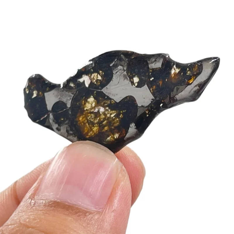 Seymchan Pallasite Meteorite Freeform Shape Specimen Natural Olivine Inlaid Meteorite Stone Astronomy Display Decor -TA837