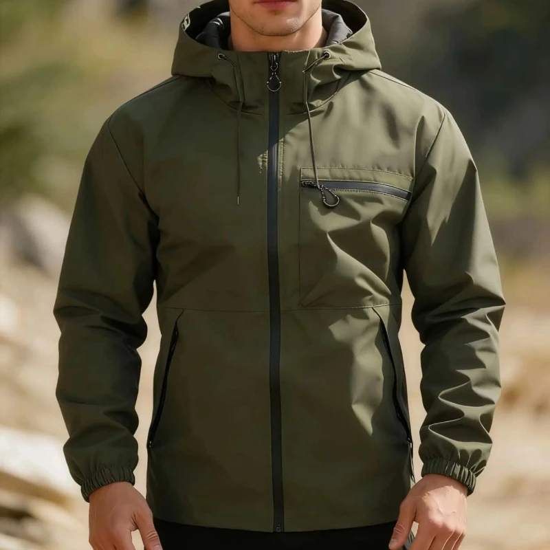 Leichte wasserdichte Herrenjacken für Herbst und Winter, Windbreaker mit Kapuze, leicht zu reinigen, strapazierfähig, schmutzabweisend, lässige Oberbekleidung