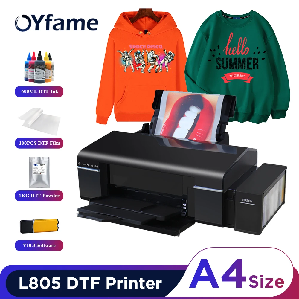 OYfame A4 DTF impresora Transfer Heat Printer Direct to Film Printer A4 L805 DTF Printer for fabric t shirt printing machine A4