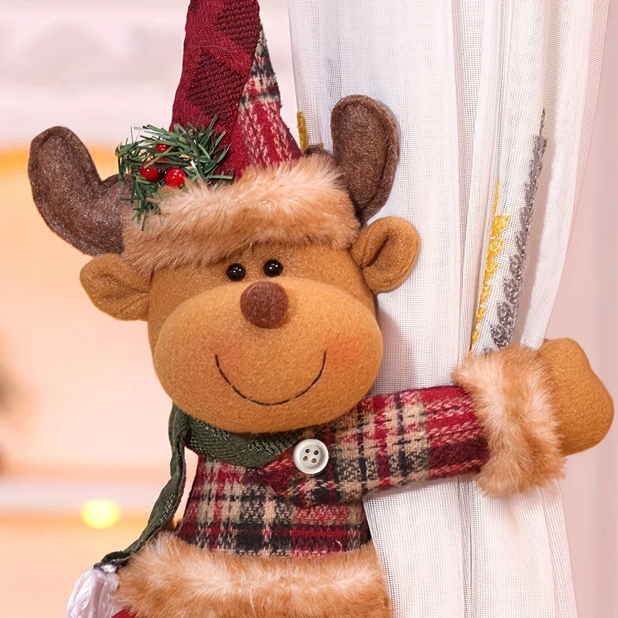 2 Styles to Choose From, Christmas Curtain Clips Featuring Santa Claus and Snowman Reindeer Decorative Clips, Christmas Holiday Home Window Decorations, Santa Claus and Snowman Curtain Clips, Cartoon Bedroom and Living Room Home Decor, Perfect Christmas and New Year Home Decoration Ornaments