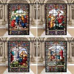 Stained Glass Window Stickers, Privacy Film, Church Style, Static Cling, Decorative Frosted Window Films, Customized Size