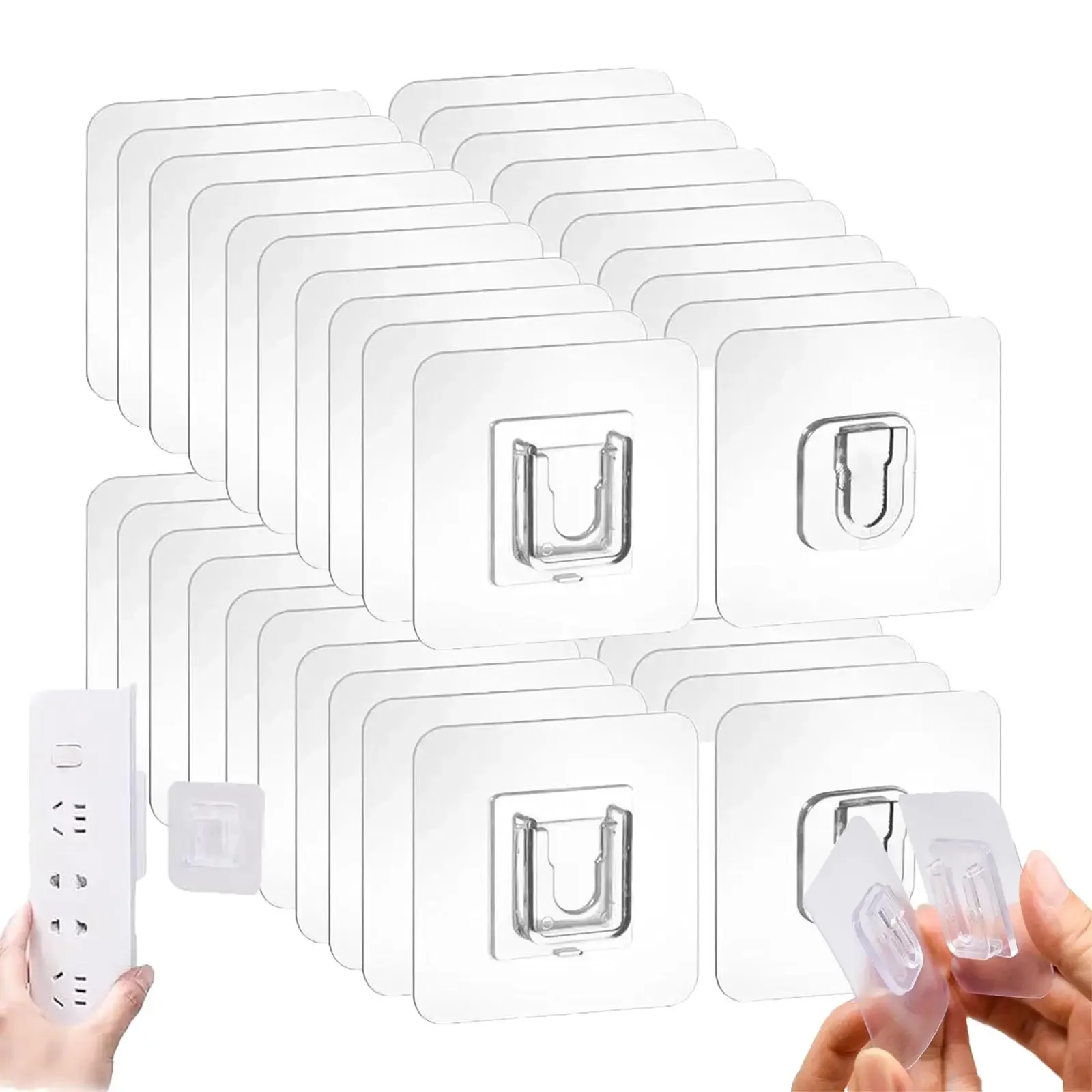 Doppelseitige Selbstklebende Wandhaken Stark Klebend Transparent Spurlos Küche Schlafzimmer Wandhaken Aufbewahrungshalter Großhandel