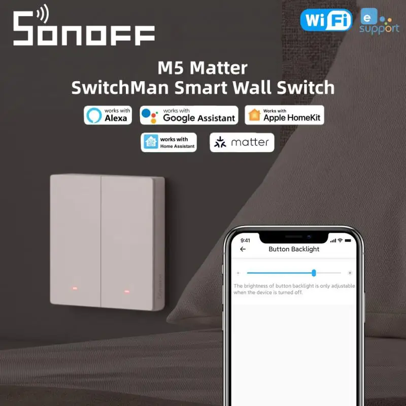 SONOFF M5 Matter Switchman WIFI Smart Wall Switch 80/86/120 mm Ewelink Remote Control Smart Home Timer Work With Alexa Google