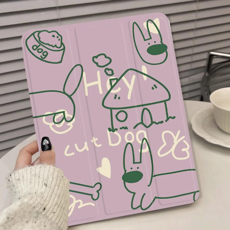 아이패드용 태블릿 커버, 그린 라인 드로잉 케이스, 아이패드 미니 6 세대 2021 프로 11 2 3 4 10.9 10 세대, 8 세대 케이스