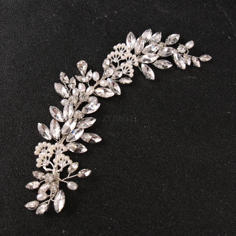 *أزياء الزفاف غطاء الرأس للعروس اليدوية تاج الزفاف الأزهار اللؤلؤ كريستال إكسسوارات الشعر دبوس الشعر الحلي