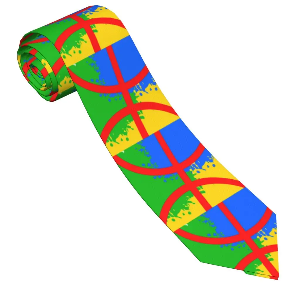 Amazigh Flag Men Necktie Silk Polyester 8 cm Classic Imazighen Amazir Berber Neck Tie for Mens Accessories Gift