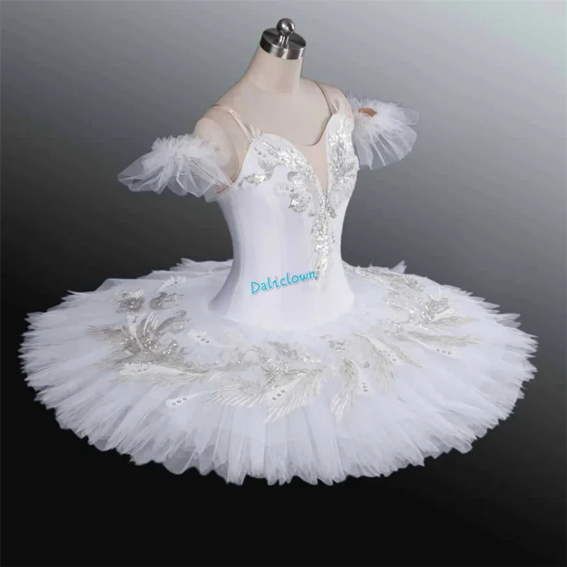 Adult Kids Classic Professional Ballet Tutu White Swan Lake Pancake Tutu Ballerina Party Dance Costumes Ballet Dress Girls Women