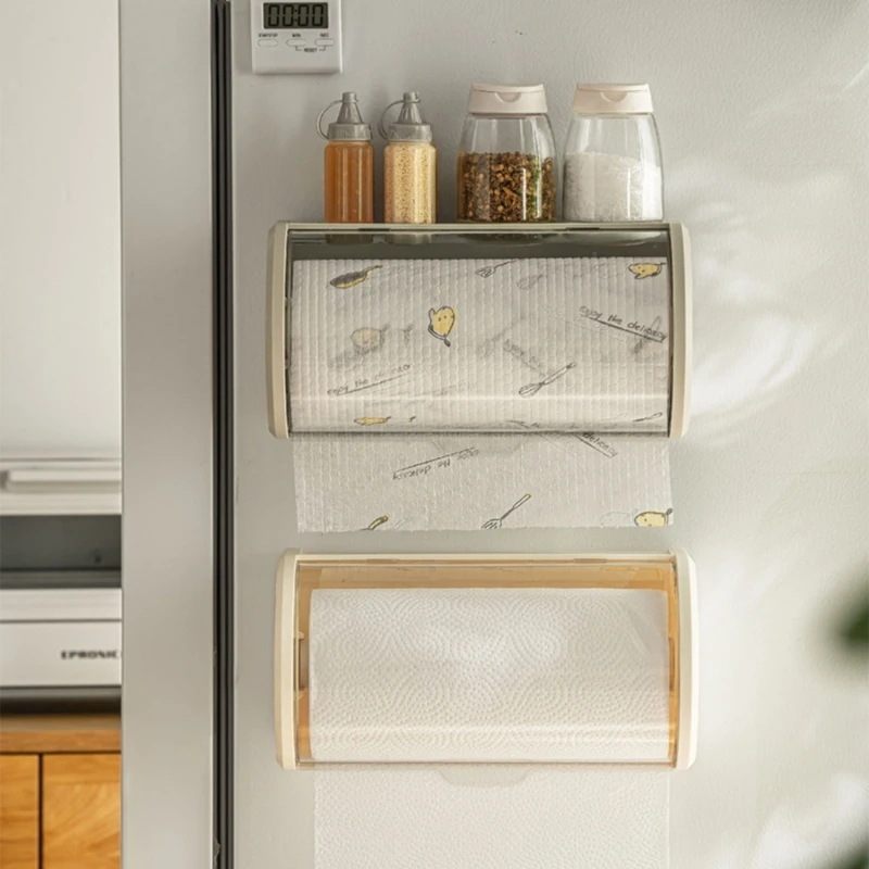 Suporte guardanapo rack armazenamento toalha papel montagem na parede com tampa transparente dispensador