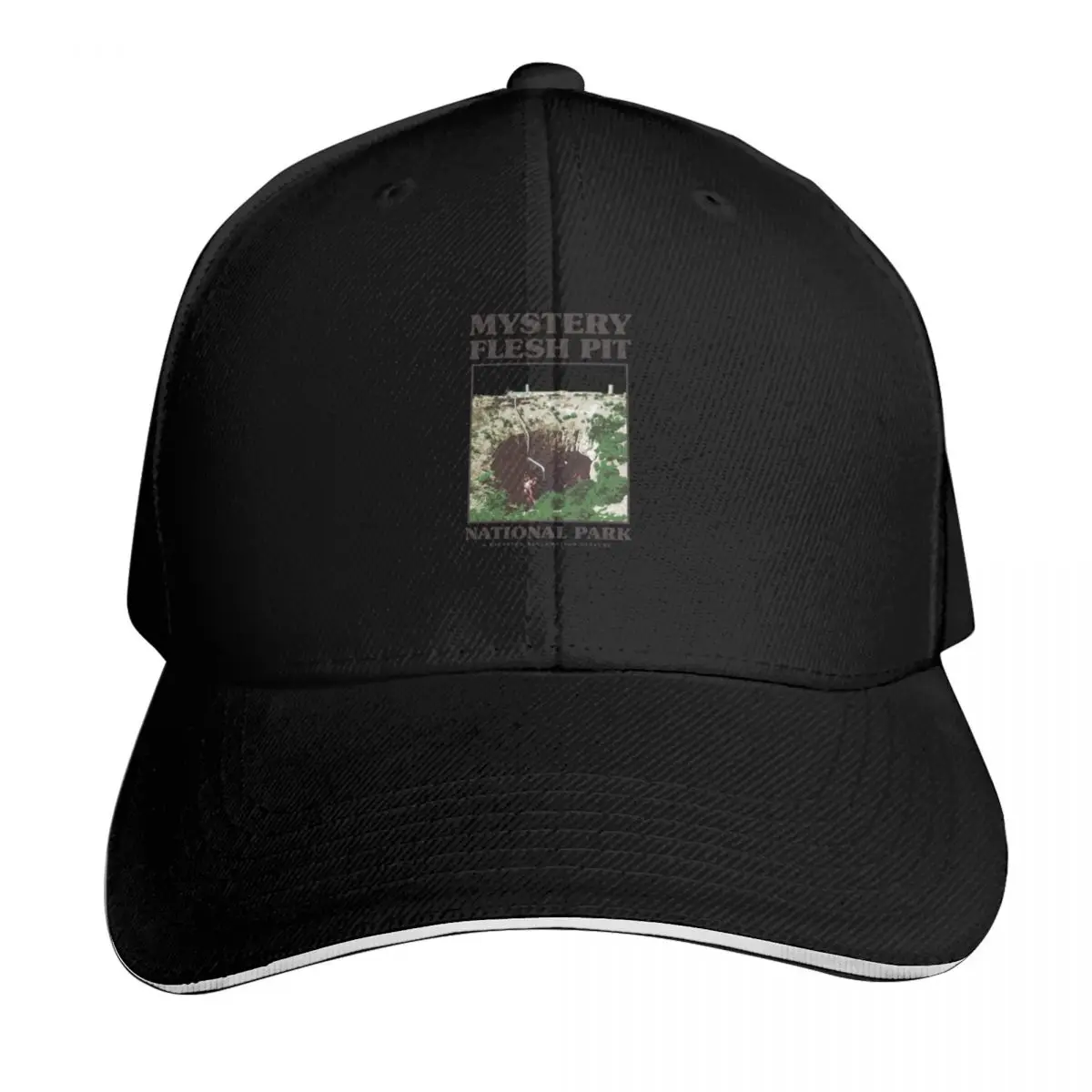 Mystery Flesh Pit National Park Merch Baseball Cap Quick Dry Performance Cotton Twill Breathable Contrast Two Tone Brim
