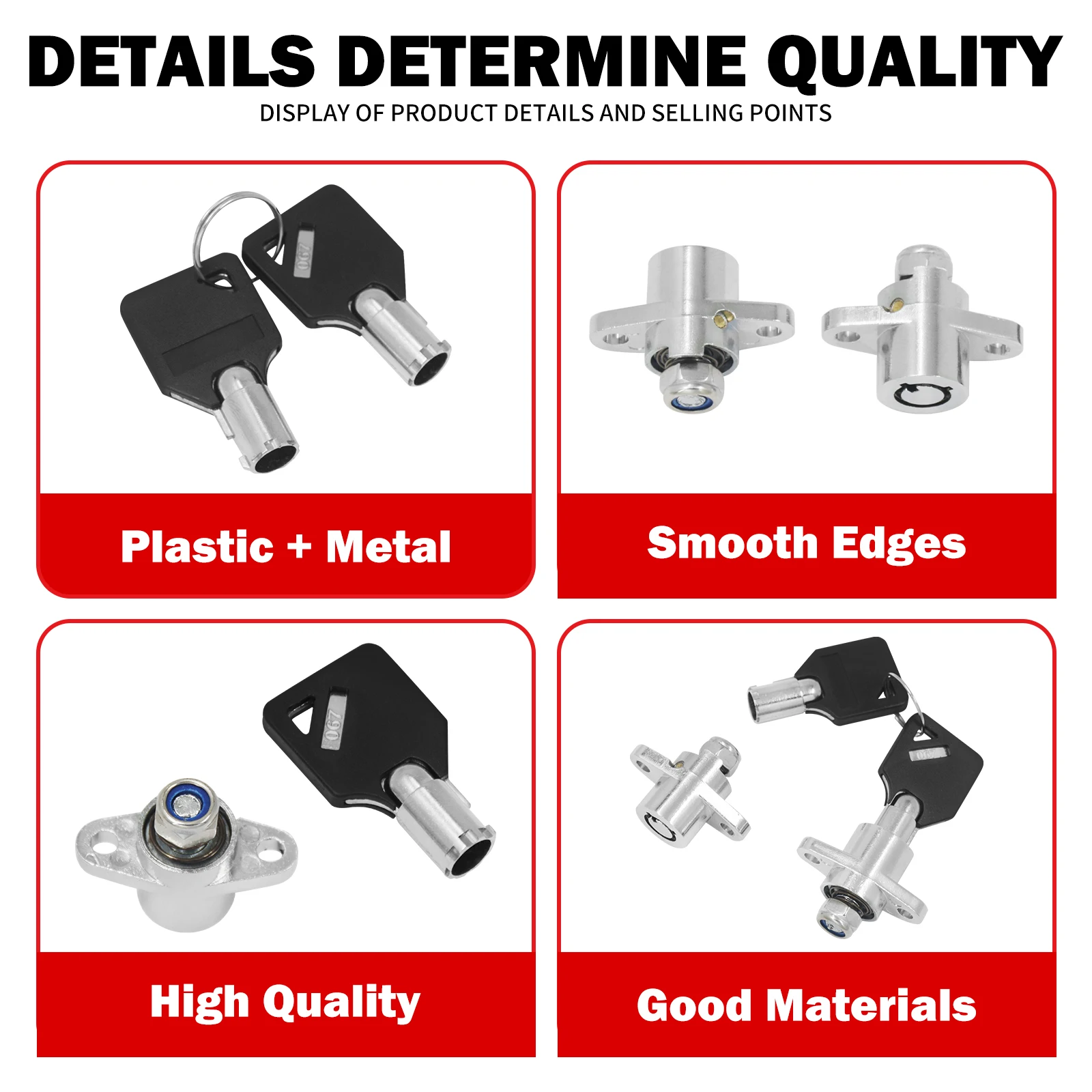 Motorcycle Steel Hard Saddlebag Lock With 2 Key Kit Set For Harley Touring Electra Street Road FLHX FLHTR 2014 2015 2016 2017-Up