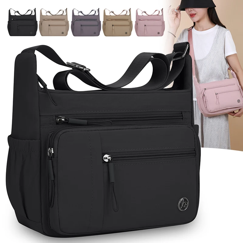 Crossbody Shoulder Bag Unisex, Waterproof Nylon Large Capacity Messenger Purse for Ladies Men Travel Shopping Daily Commute