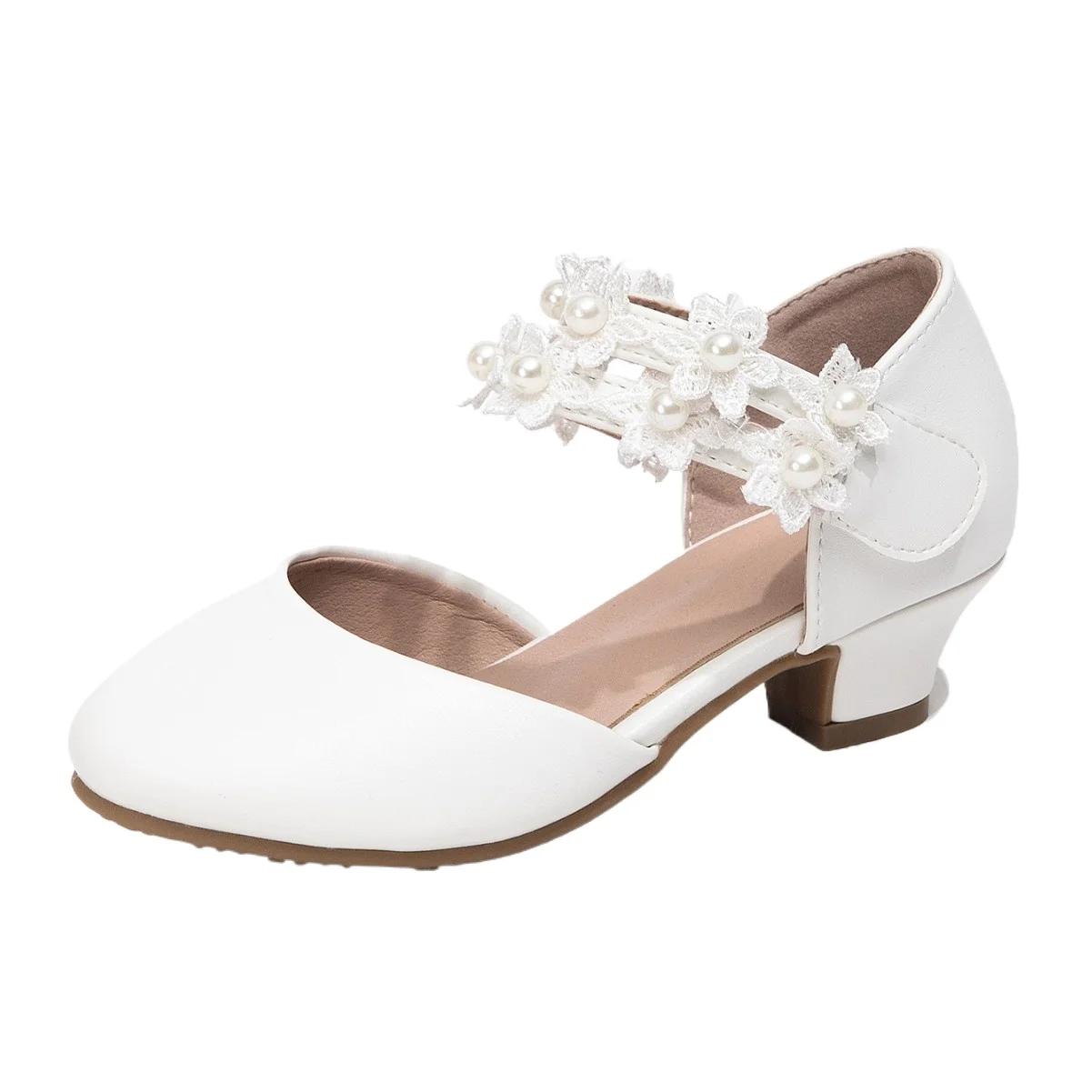 New Girl Princess Shoes Fashion Lace Flower Comfortable Children's Sandals Performance Dress Elegant Kid's High Heels