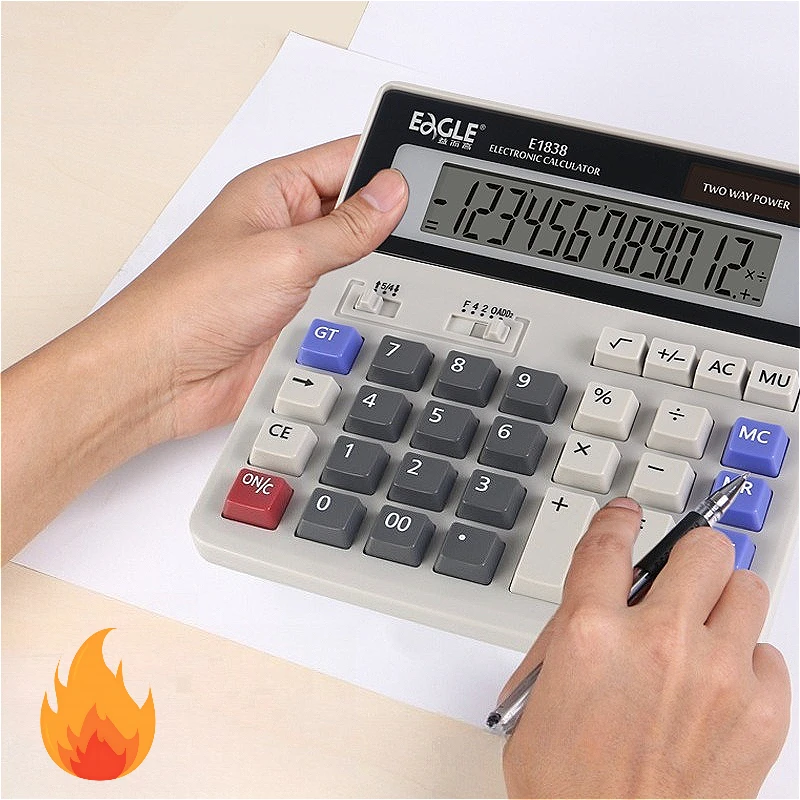 

Cute Calculator Dual Power Large Font Wide Calculator 12 Digits Electronic Calculator Office Supplies for School Accounting Tool