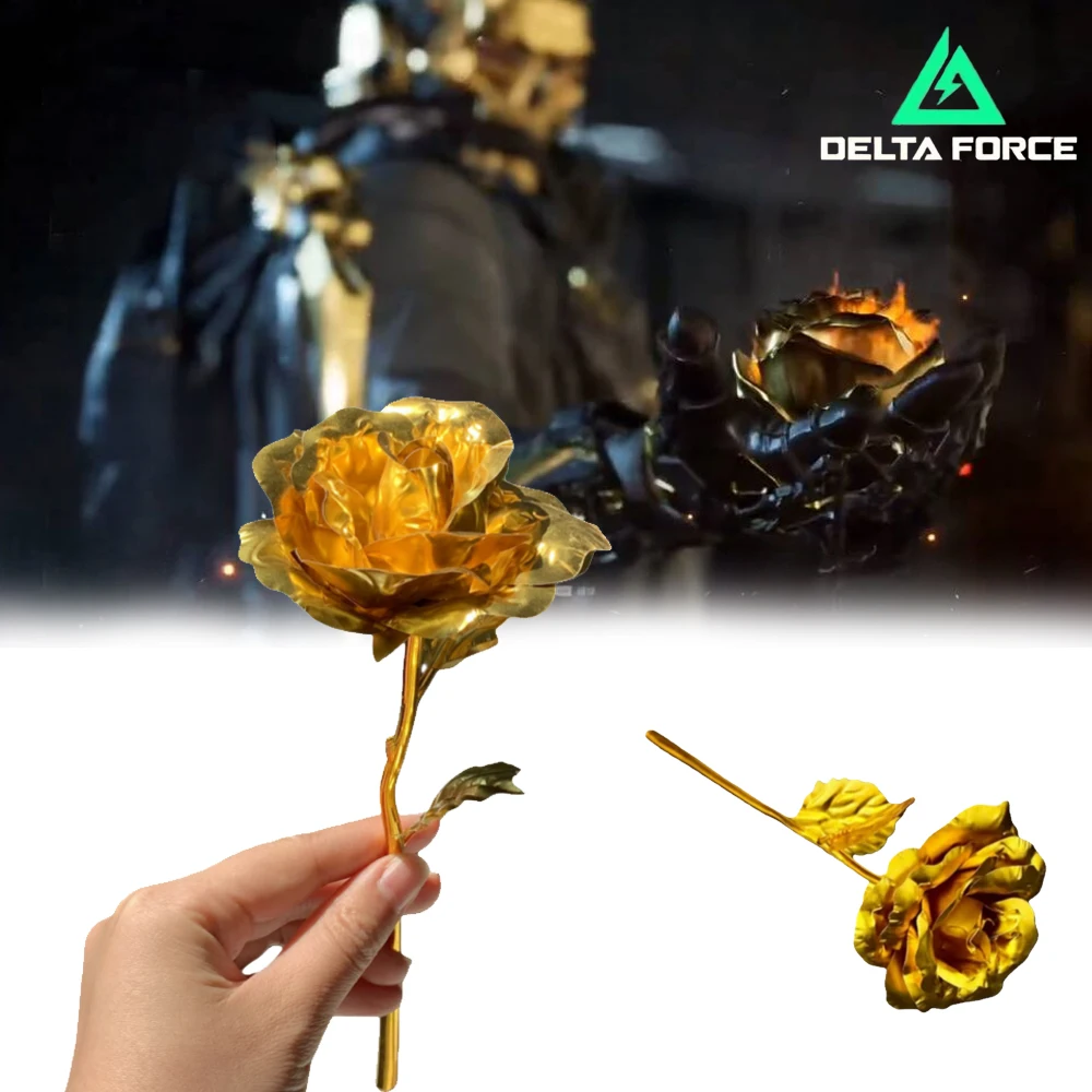 

Game Delta Force Kai Silva Golden Rose Cosplay Plastic Flower Model Fashion Room Decoration Unisex Christmas Party Prop