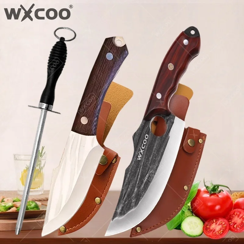 WXCOO Kitchen Knife Handmade Knife Forged Stainless Steel Boning Meat Cutting BBQ Knife Household Fruit Vegetable Slicing