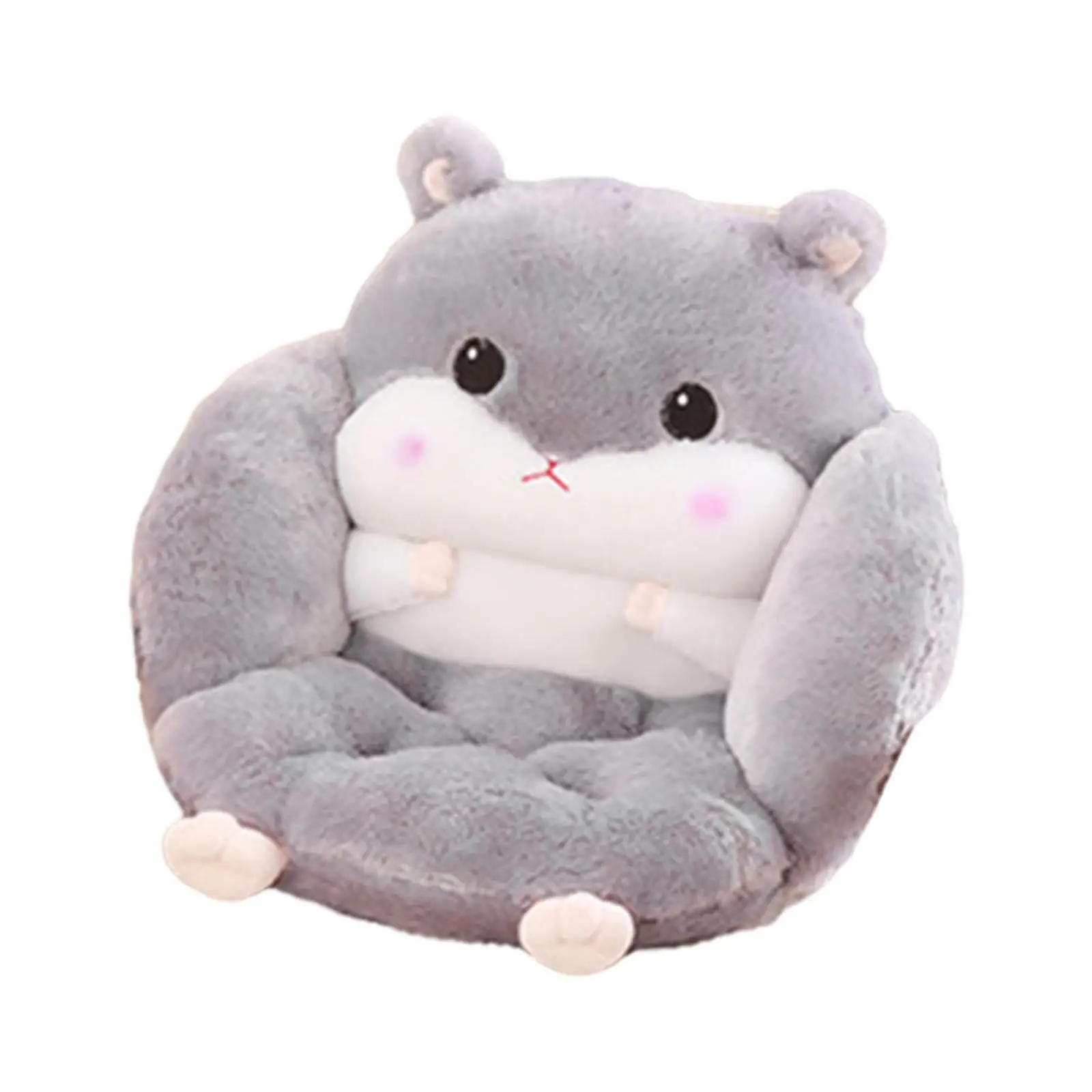 Soft Cartoon Hamster for seat Cushion Semi Surrounded Plush Chair Pad with Back Support Cute Pillow for Bedroom Living Room Gift