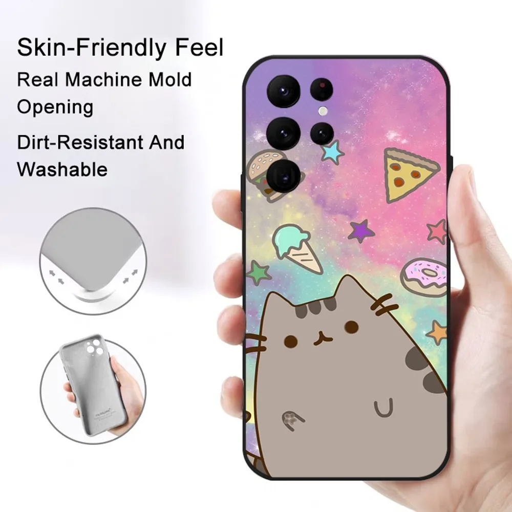 Cartoon P-Pusheens Cute Cat IMD Phone Case Samsung S series s20 s21 s22 s23 s24 FE Plus Ultra TPU Soft to Skin-friendly case