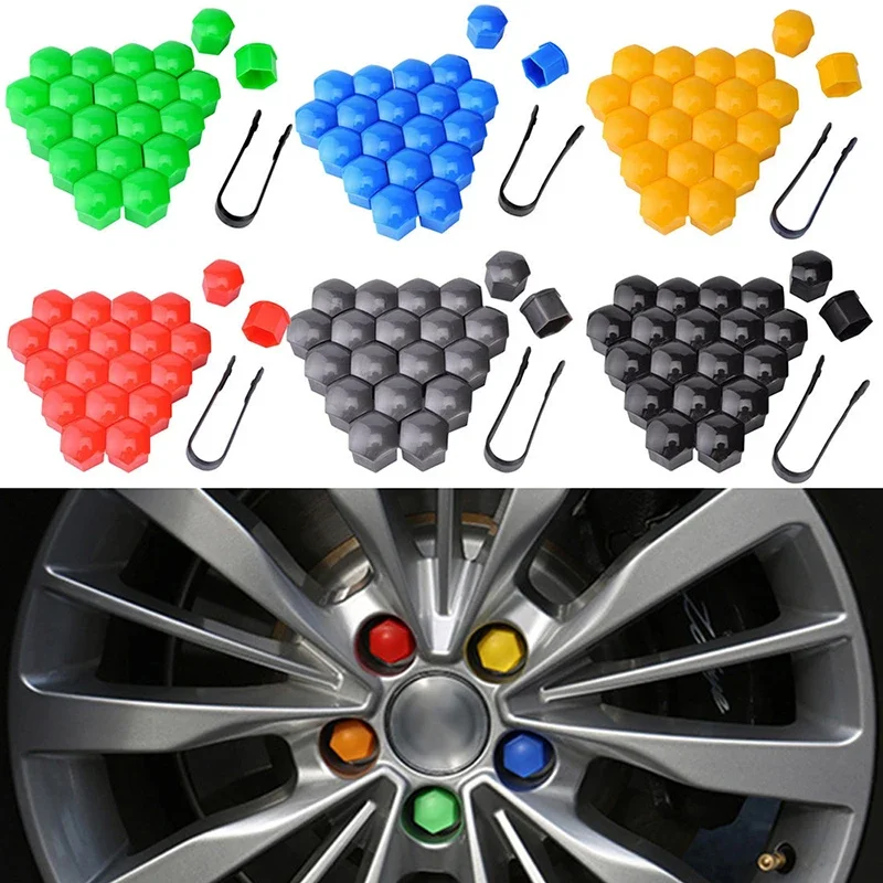 17/19/21mm 20Pcs Car Wheel Nut Bolt Caps Auto Hub Screw Cover Plated Anti-Rust Car Tire Screw Caps Car Exterior Decoration