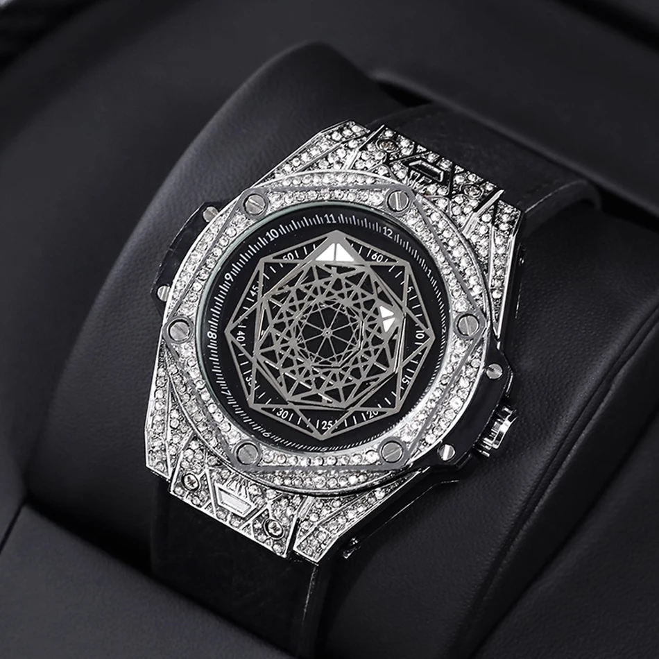 أعلى العلامة التجارية ساعة كوارتز رجالية Tonneau الهيكل العظمي الميكانيكية تصميم 30 متر مقاوم للماء الماس التفاصيل ساعة اليد Hombre الساعات العصرية