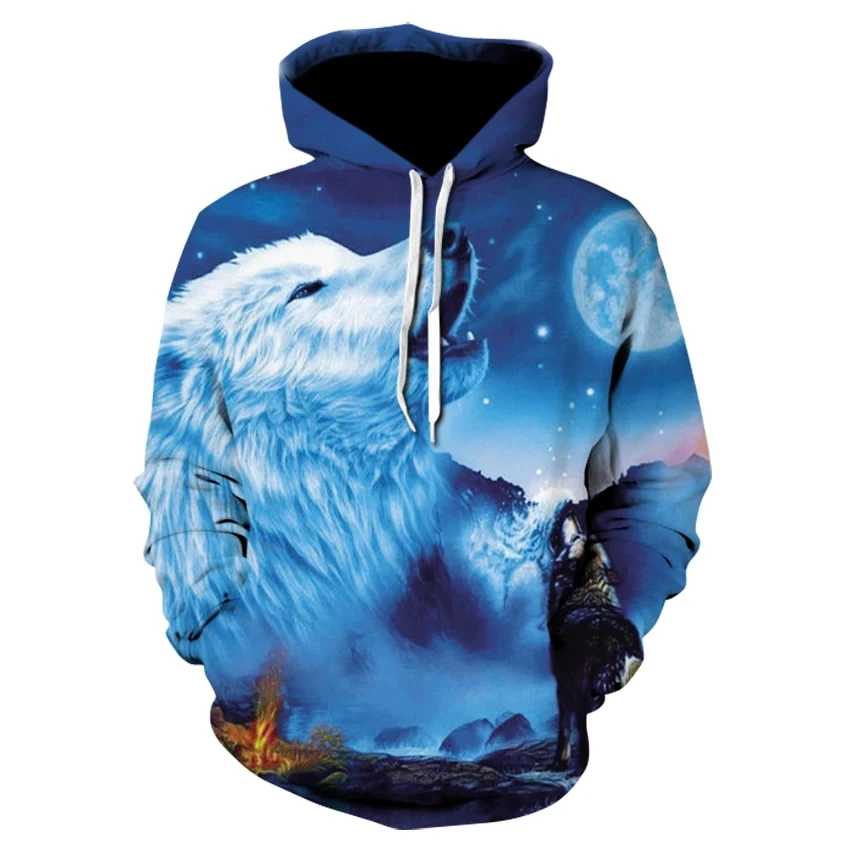 Autumn and Winter New Personalized Hoodie Animal Wolf 3D Men's Hoodie Designer Men's High Quality Hoodie