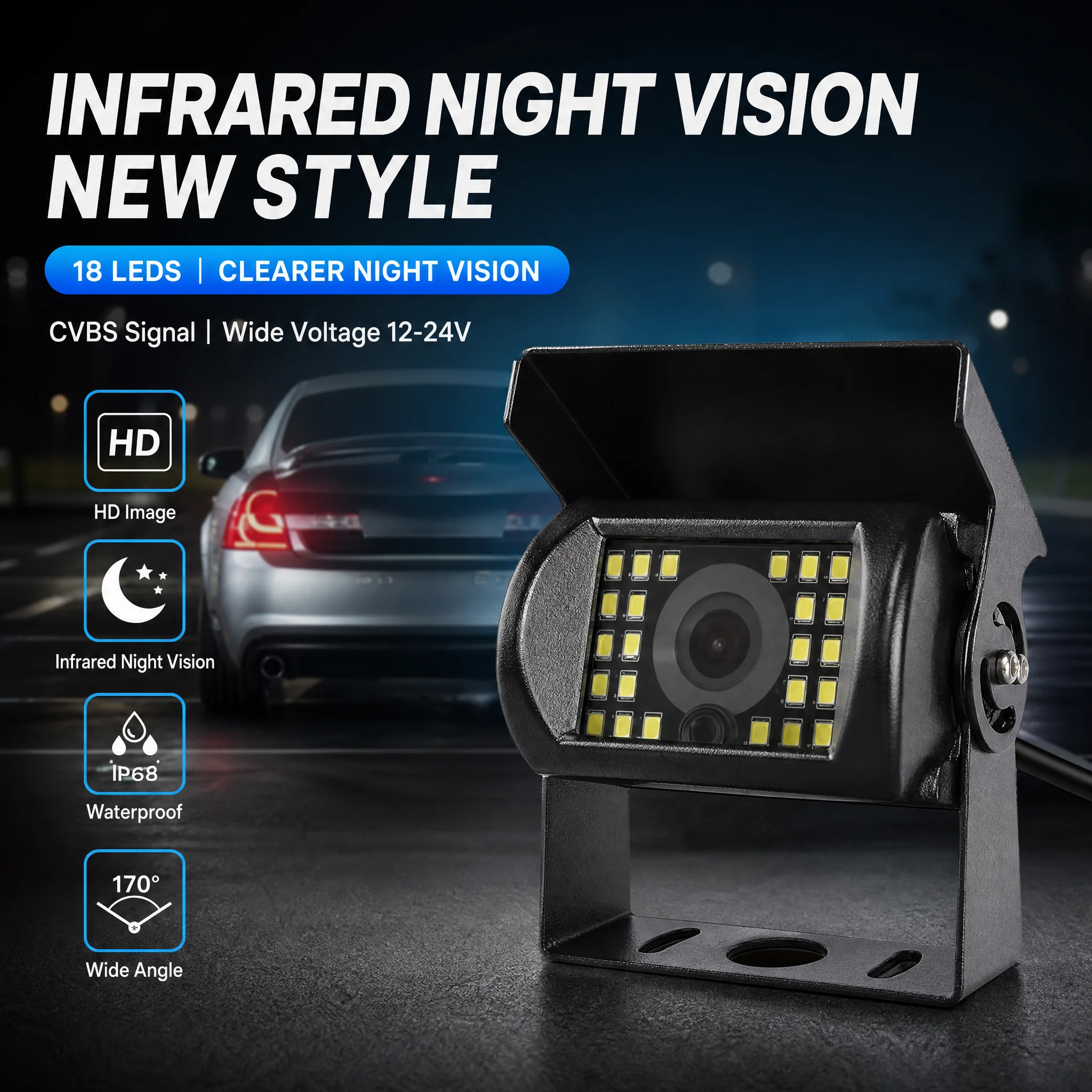 Car Truck Camera CCD HD for School Bus Trailer Pickups RV Rear View Backup Vision with 24V infrared IR