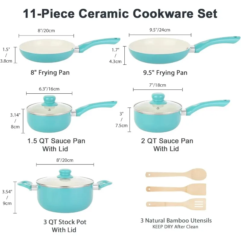 Pots and Pans Set Nonstick, Kitchen Cookware Sets Induction Cookware, Ceramic Non Stick Cooking Set