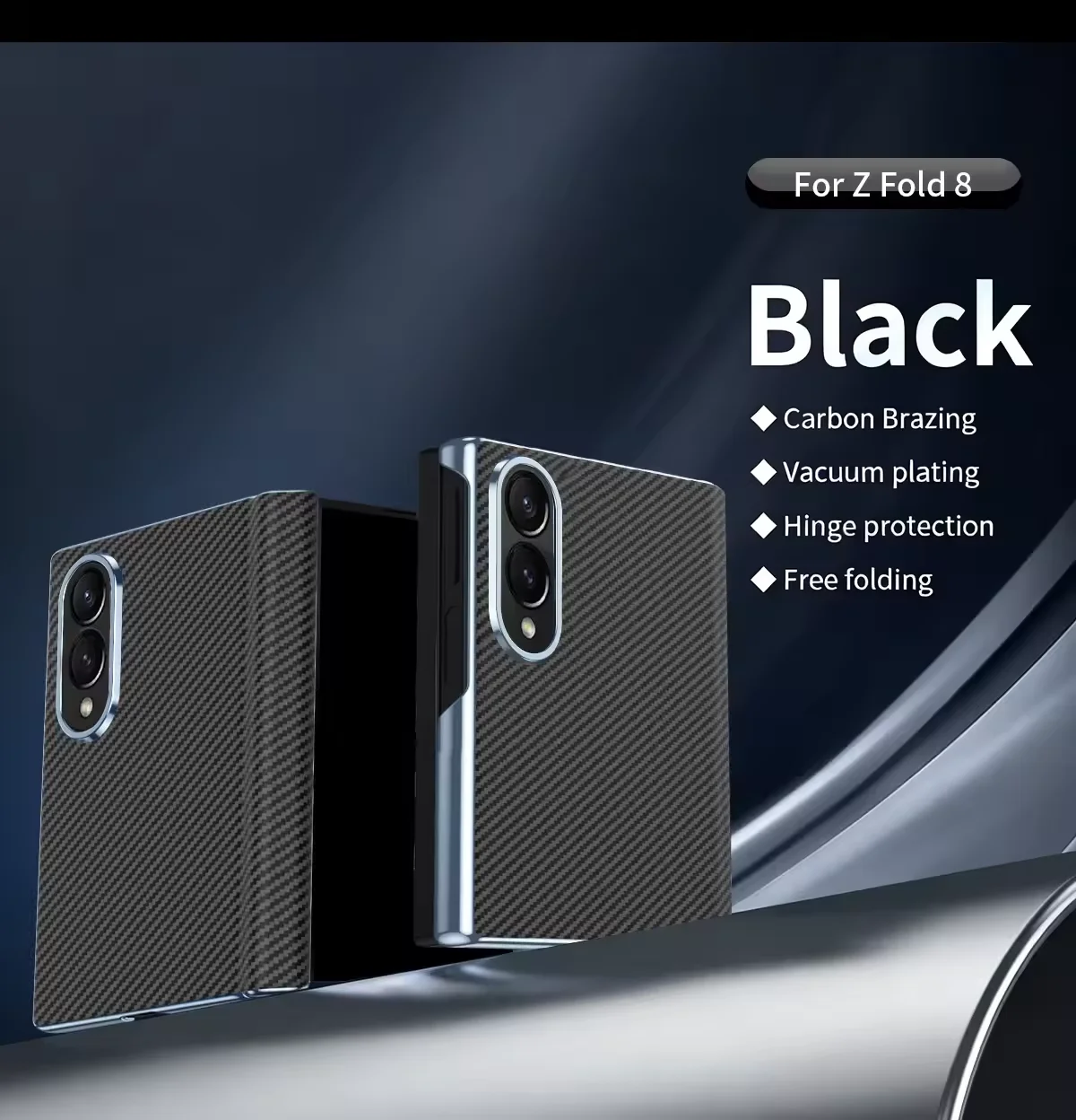 With Hinge Protection Carbon Fiber Texture Case For Samsung Galaxy Z Fold 7 6 Fold8 Ultra For Fold8 Wide With Mirror Film Cover