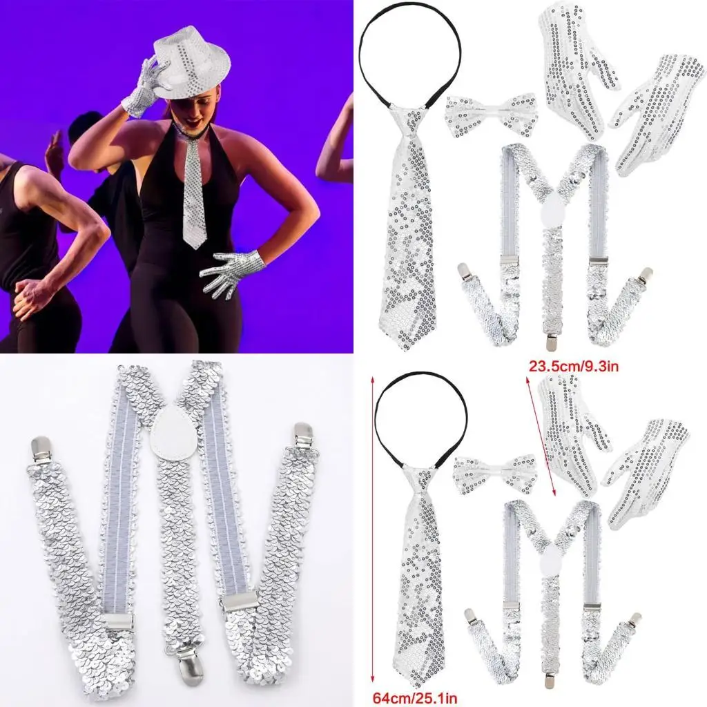 

39BB Sparkly Festive Tie Gloves Costume для артистов и любителей вечеринок