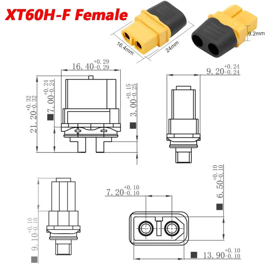 20-100pcs Connector-XT60H-Female Drone/Electric Vehicle Wire Butt Plug