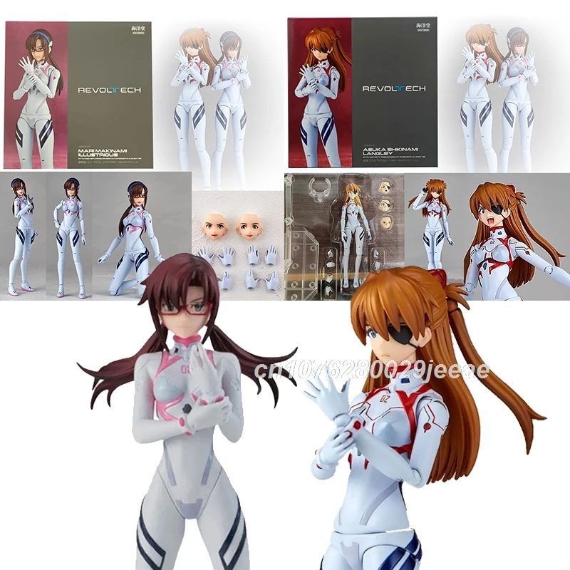 Revoltech Yamaguchi EVA Soryu Asuka Anime Figure 16cm Kaiyodo Asuka Figure Kawaii Action Figure Twin Sexy Curly Haired Girl Doll