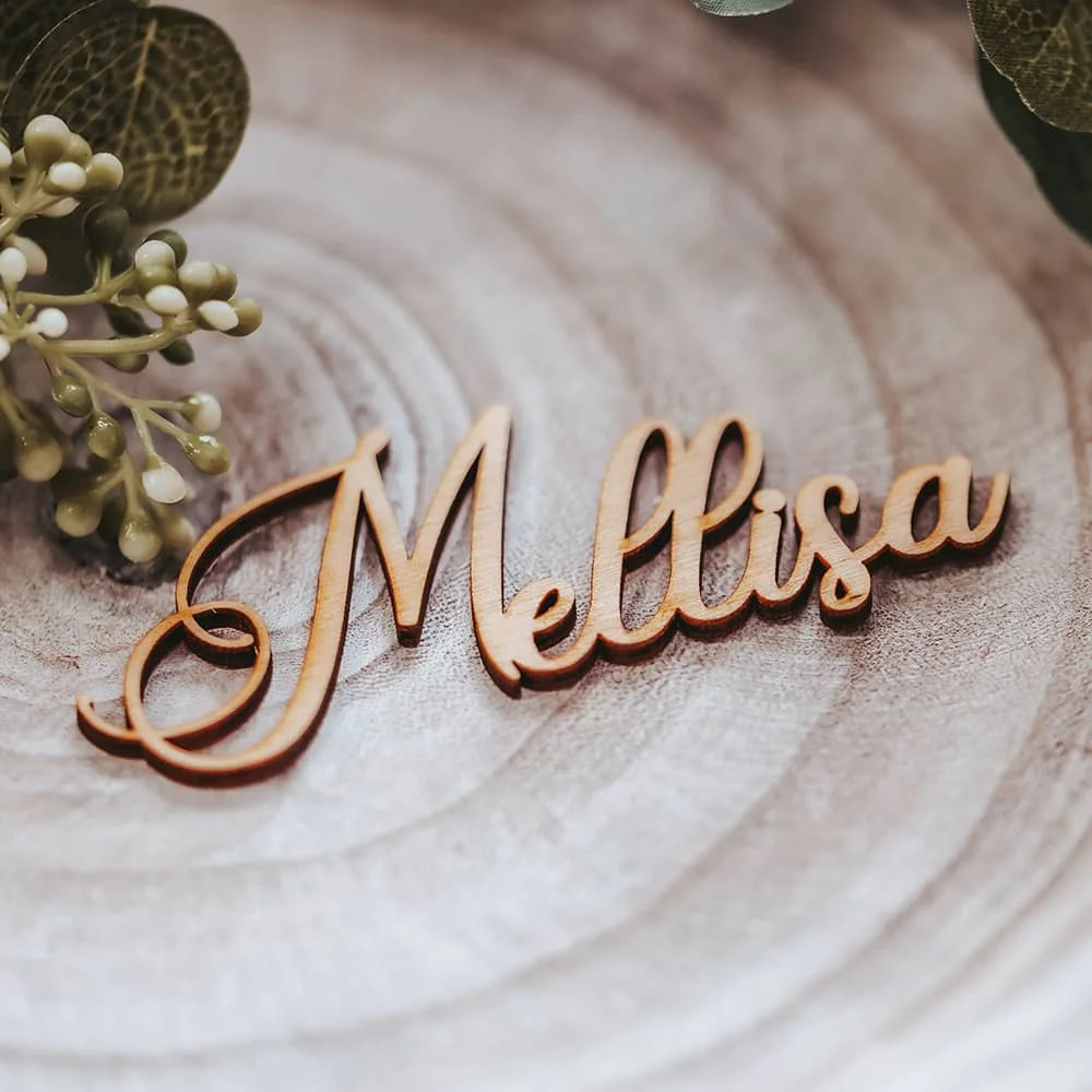 Custom Party Decoration Place Cards Chunky Laser Cut Wood or Acrylic Names Table Place Settings for Wedding Guest In Bulk