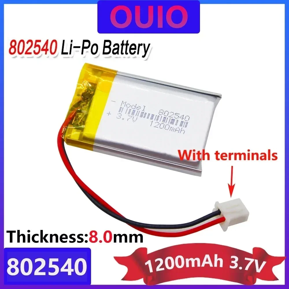 

3.7V 802540 603450 503450 103450 102540 102050 Polymer Lithium Rechargeable Battery PH 2.0mm 2pin Plug for MP5 Bluetooth Headset