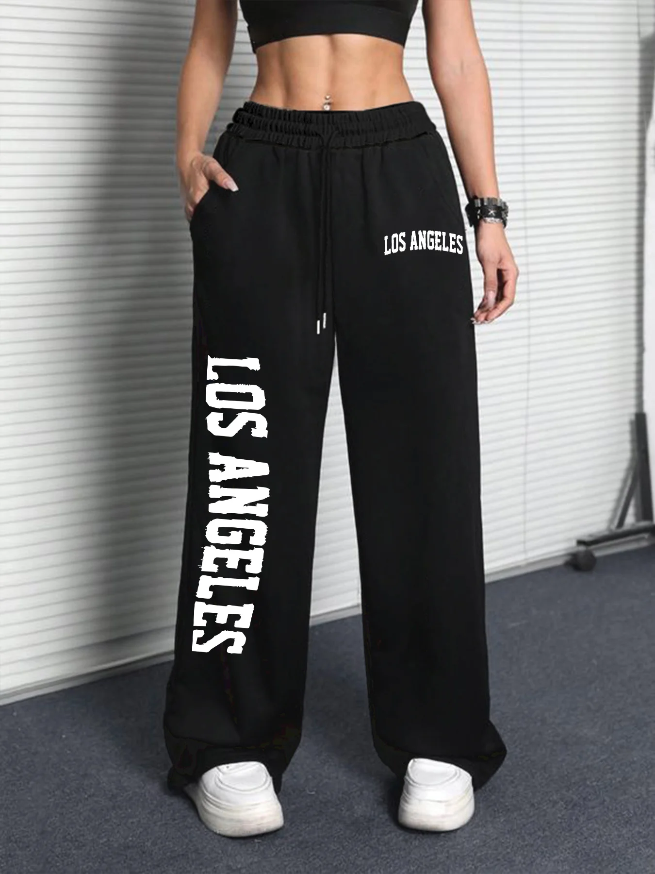 

"Los Angeles" Printed Casual Sportswear Straight-leg Pants for Men and Women, Fashionable Hip-hop Streetwear Wide-leg Pants