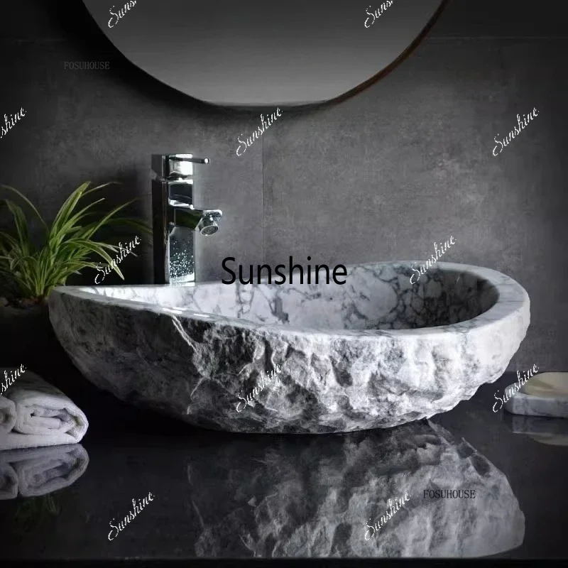 Picture 3: Outdoor Chinese Stone Bathroom Sinks Courtyard Personality Wash Basin Bathroom Furniture Balcony Light Luxury Countertop Sink
