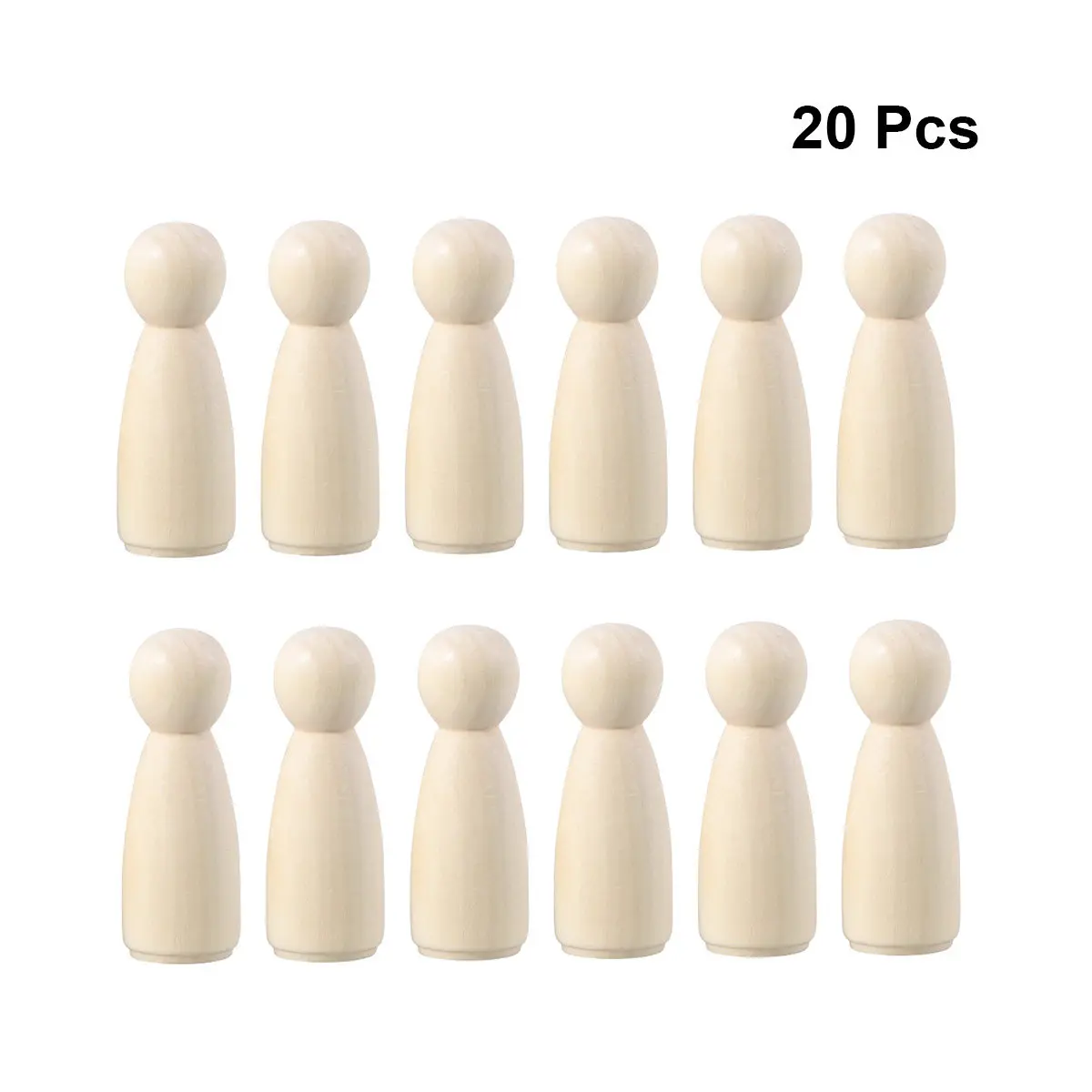 

20Pcs Wooden Girl Shape Small Craft Figures Premium Wood Painting DIY Puppets for Kids Exercise
