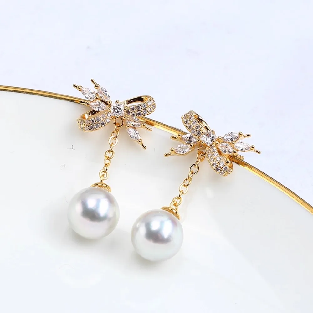 

4PCS S925 Sterling Silver Needle 18K Gold Wrapped Plated Brass Earring Settings Diy Jewelry Pearl Earrings Accessories