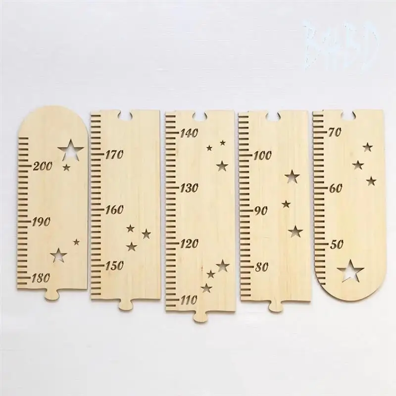 BHBD-Children's Wooden Height Ruler Children's Room Patchwork Wooden Star Growth Measurement Ruler Height Ruler
