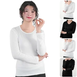 Women's Thermal Underwear Fleece Long Sleeve Tops Woman Warm T-shirt Plus Size Undershirt Winter Bottoming shirt Slim Tshirts