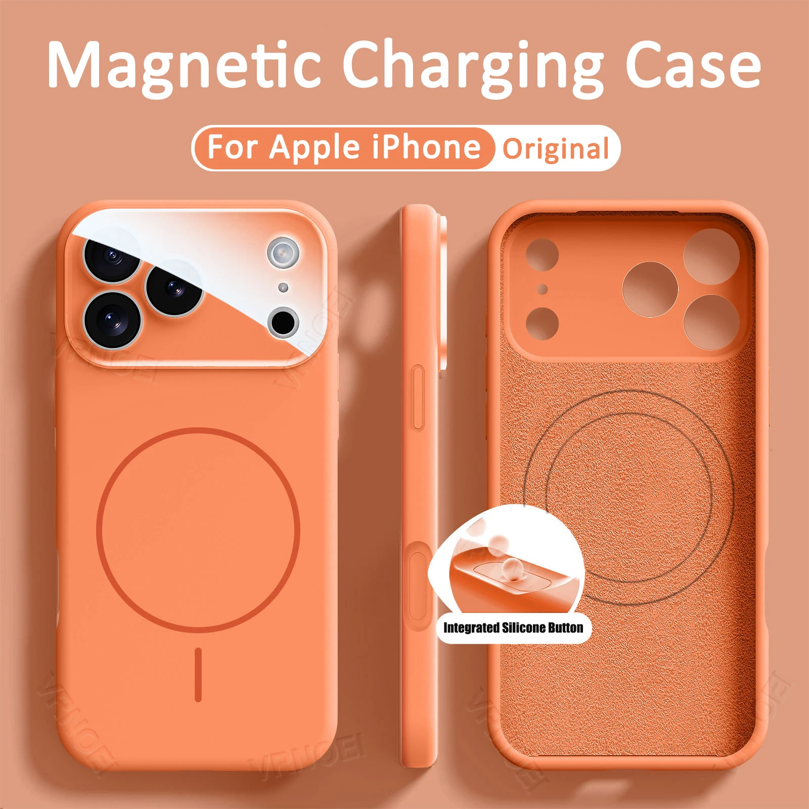 Original-Objektivschutz, magnetische Silikonhülle für iPhone 17, 16, 15, 14, 13, 12, 11, Pro Max, kabellose Ladeabdeckung für Air 16, 15 14 Plus
