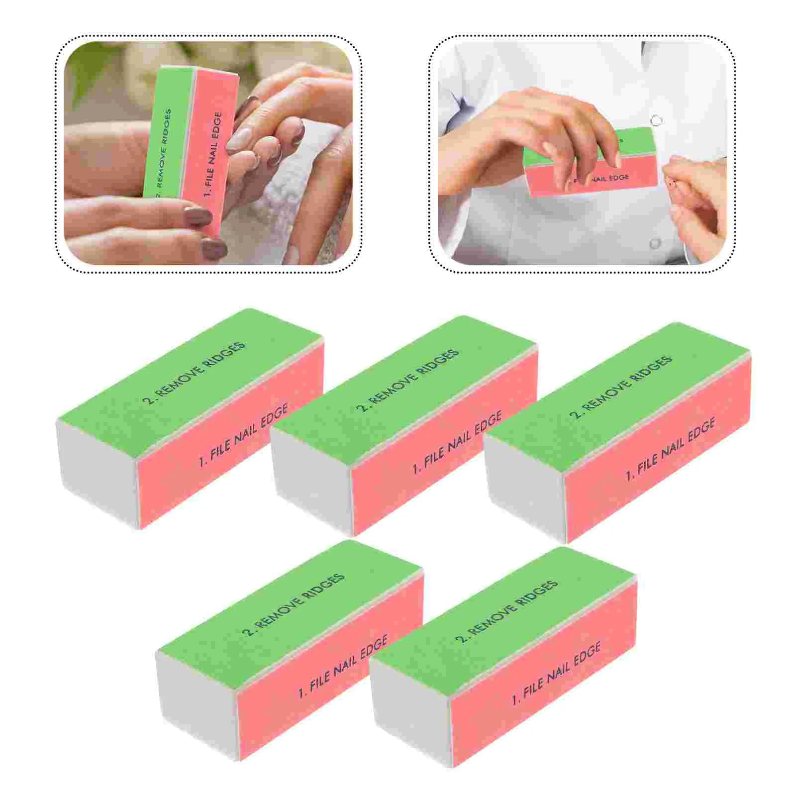 5 Pcs Manicure Tools Four Sided Nail Files Supplies for Women Sponge Buffer Blocks