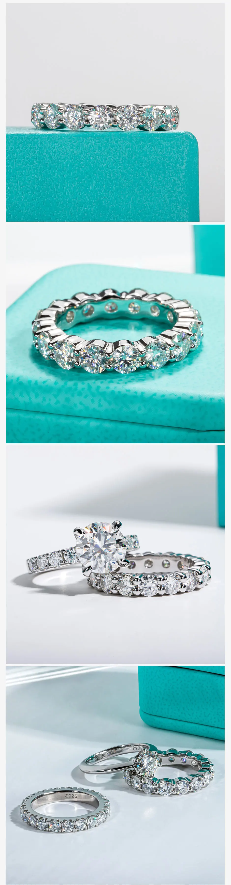 AnuJewel Großhandel 4mm 5cttw D-Farbe Moissanit Ehering 925 Sterling Silber Ewigkeitsring für Damen Schmuck – Detail 2