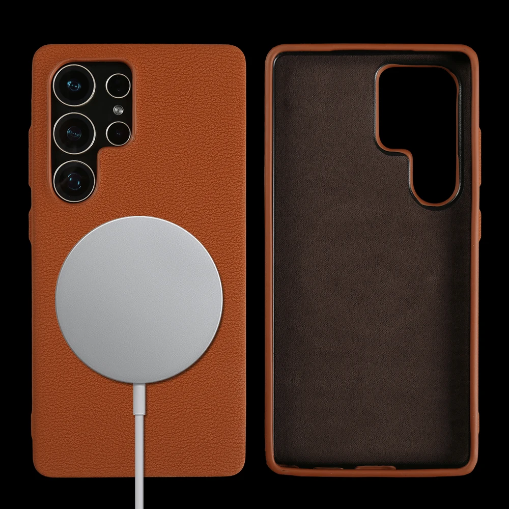 

Магнитный кожаный чехол Magsafe для Samsung Galaxy S23 S24 S25 S26 Ultra Note 20 S21 S22 Plus S20 FE, чехол-накладка для телефона