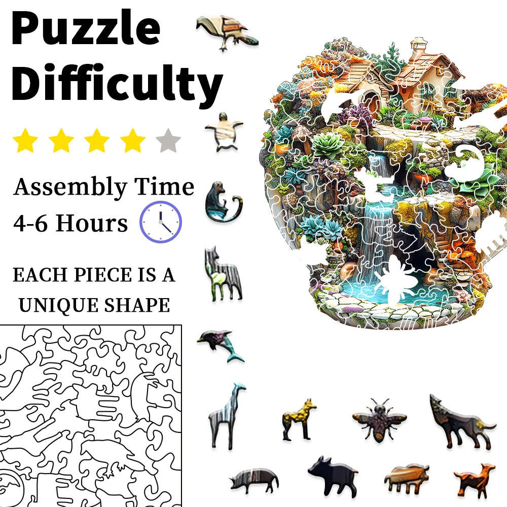 أفضل هدية ألغاز للأطفال مع لغز خشبي للحديقة على شكل فنجان شاي حالم فريد