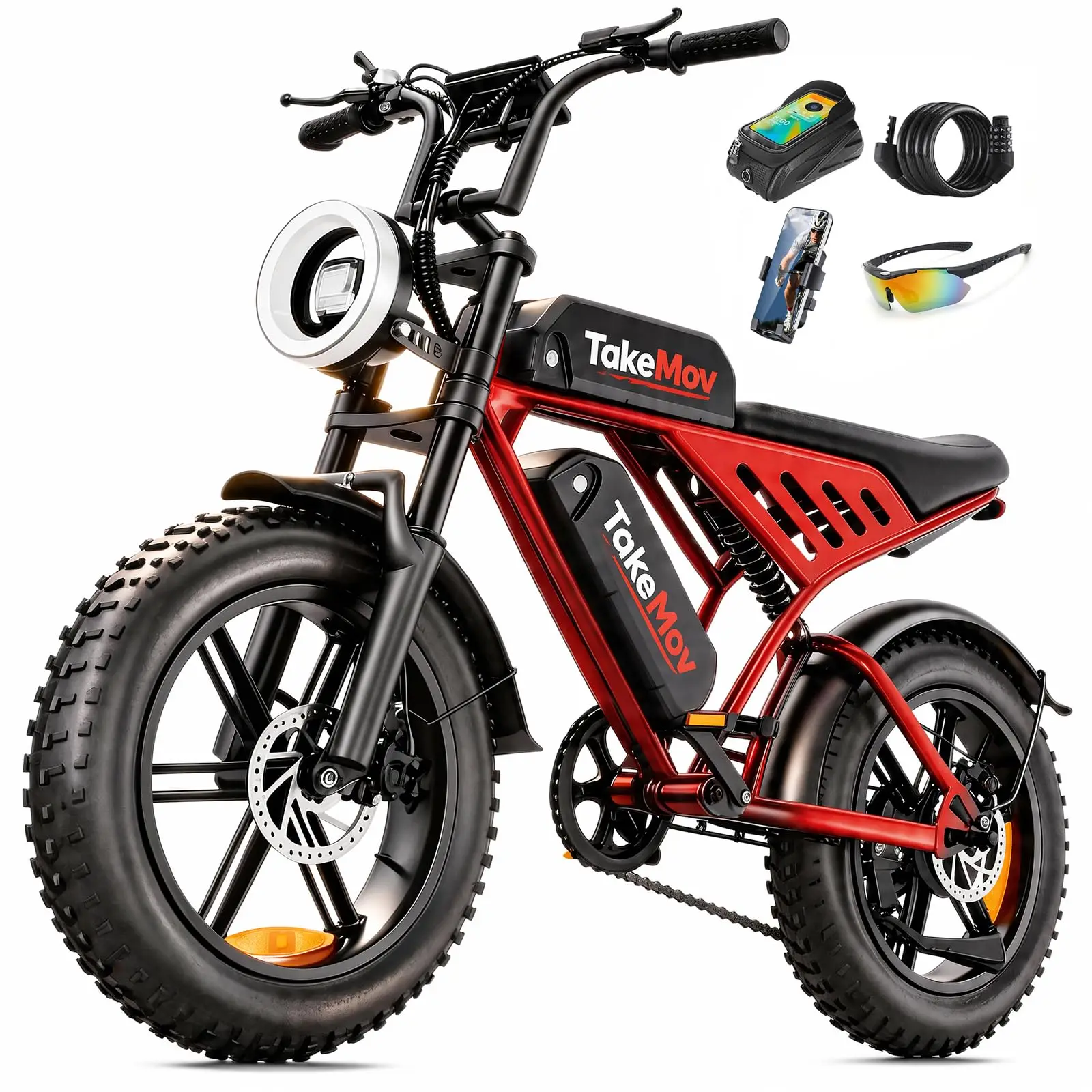 Electric Bike for Adults, 1500/2000W Peak E-Bike, 48V 15/25/50Ah Removable Battery, 60/80/160 Miles Range, 20" Fat Tire All-Terr image 3