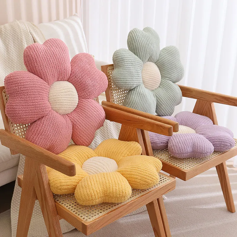 Stuffed Five Petal Flower Cushion Girly Room Decoration Plant Cushion Bay Window Pink Flower Set Kids Bedroom Seat Pillow Gift